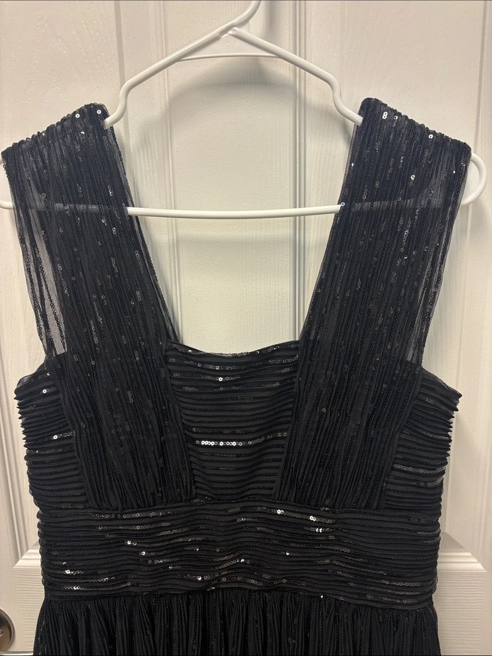 Halston Heritage Black Sequin Pleated Wedding Guest Dress - Picture 7 of 12